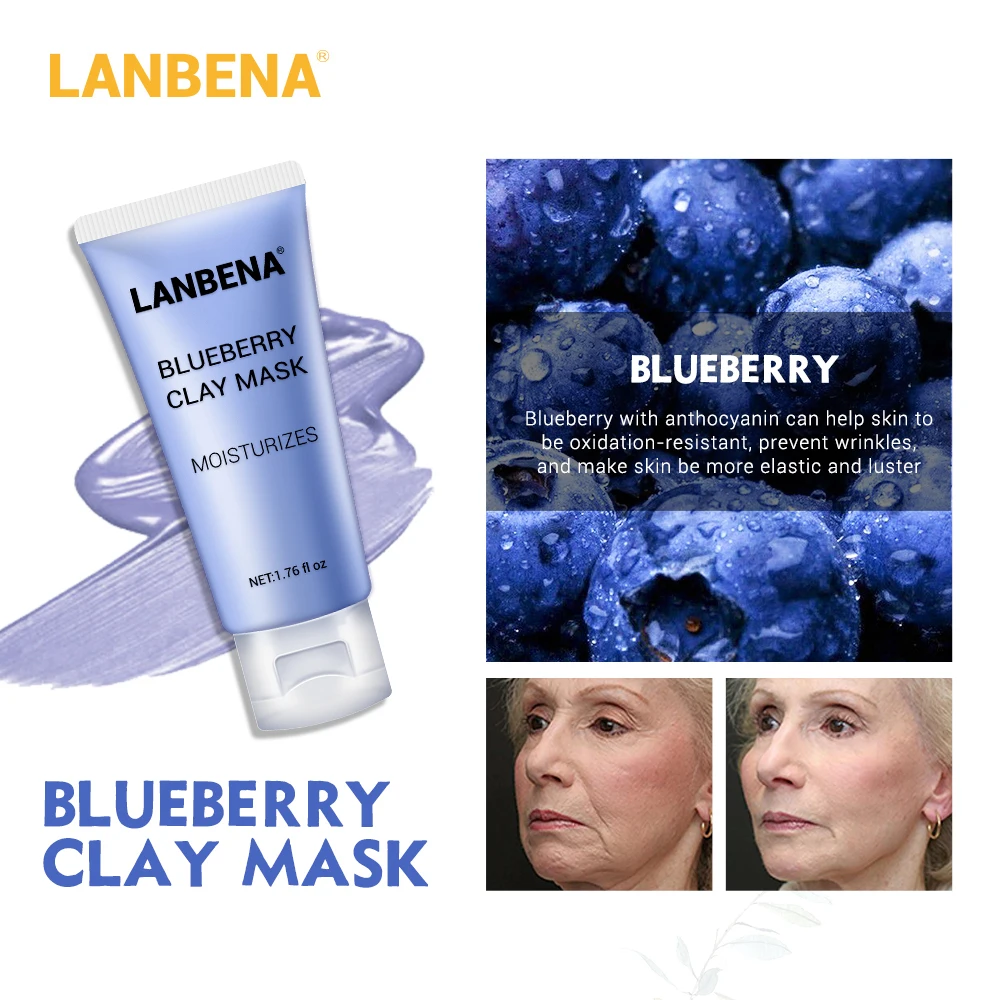 Ланбена Маска для лица по уходу за кожей Черные маски Мунг-бин Клей для лица Синяя ягода Роза Бамбуковый уголь Удаляет черные точки