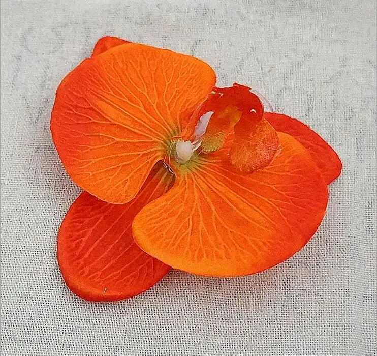 Orange Бабочка Орхидея головы 13 см/11 см шляпа одежда DIY Высокое качество шелковые цветы для дома Свадебные украшения Искусственный Цветок голова - Цвет: Orange