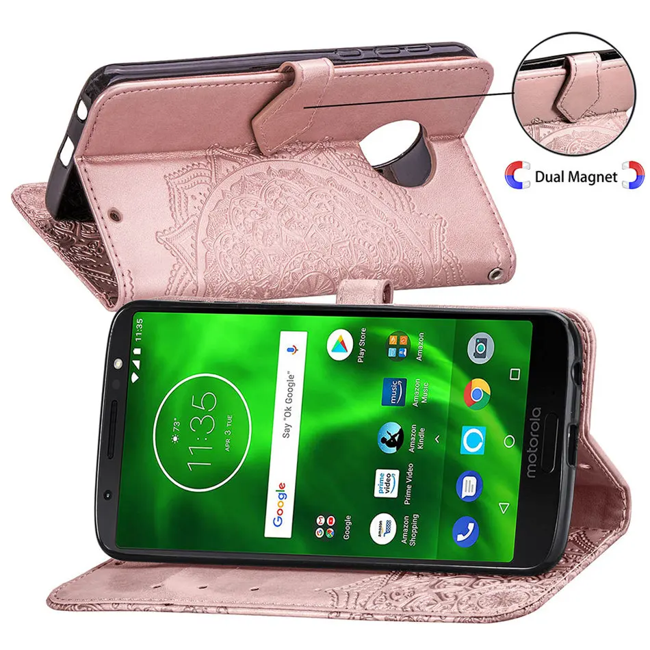 Чехол-книжка для Motorola Moto G7 Play EU US G6 Plus One P30 Play power с милой мандалой из искусственной кожи, чехол-кошелек для телефона, фирменная Новинка DP05F