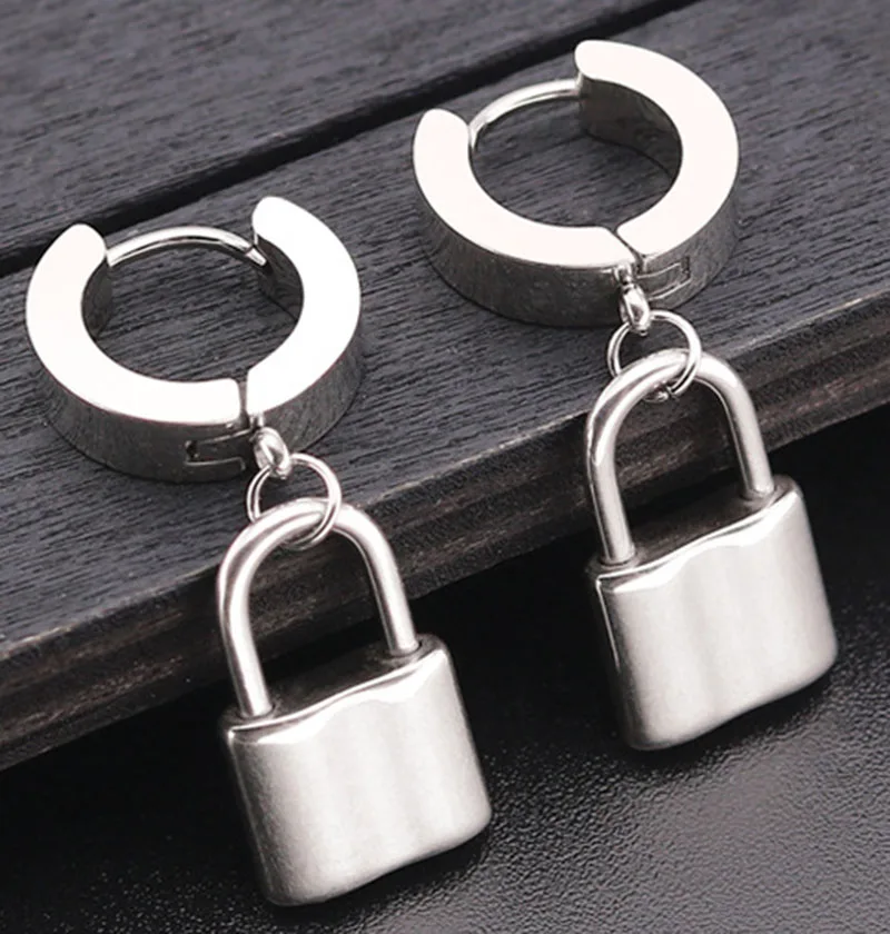 1 пара сережек из нержавеющей стали для женщин с серебряным золотым замком