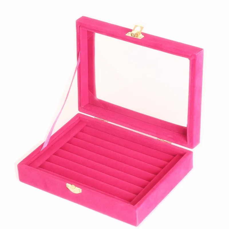 ring rose red box Лидер продаж, модная Высококачественная бархатная Подарочная коробочка, простое кольцо на сумку, коробка для хранения/15 сетка, шкатулка для ювелирных изделий - Цвет: ring rose red box