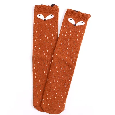 brown fox Рекомендуем! Милые зимние Хлопковые гольфы выше колена с кошачьими ушками для детей от 3 до 9 лет, подарок - Цвет: brown fox