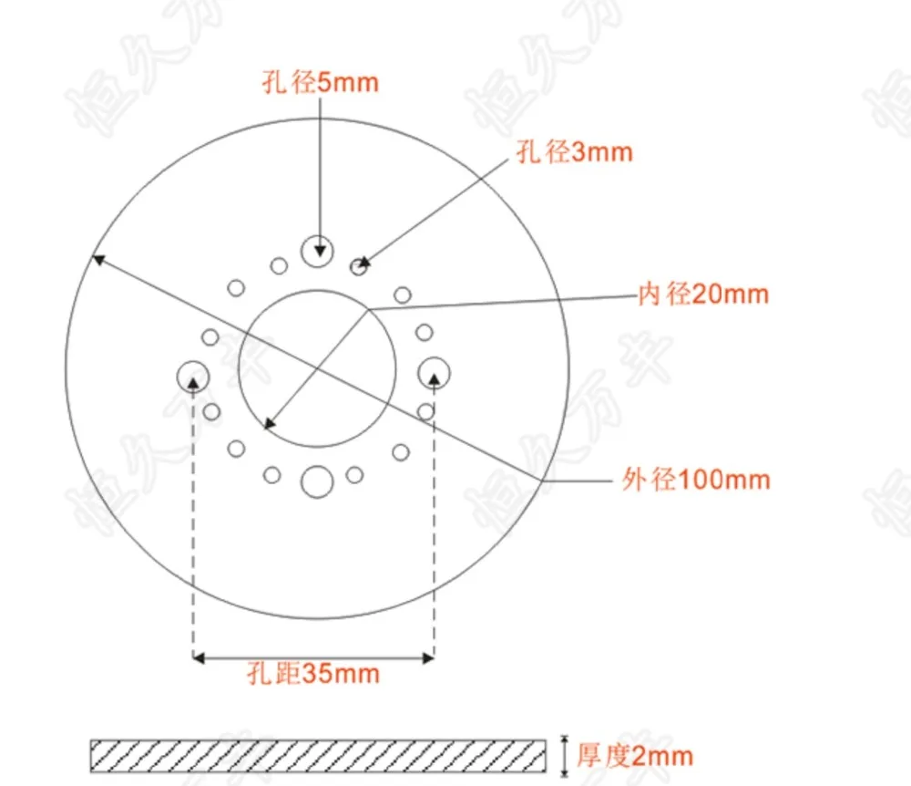 

Diameter:100mm inner hole:20mm thickness:2mm 360 degree dial plate Stainless steel disc