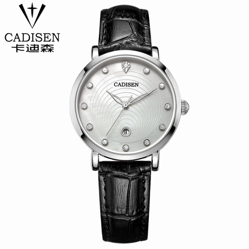 Cadisen элегантная дама часы горный хрусталь Автоматическая дата смотреть