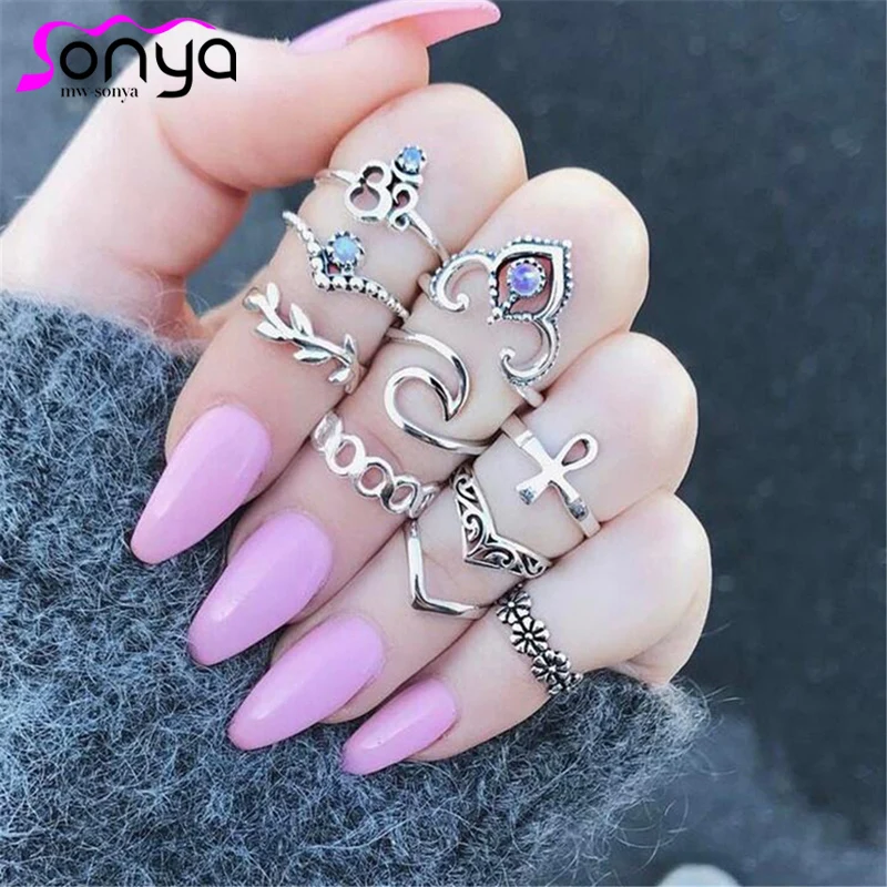 Набор женских колец в богемном стиле 10 шт. аксессуары для женщин геометрическом