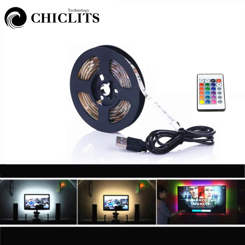 Светодиодная лента USB RGB велосипедная ТВ 3528/2835 SMD 5 в 1 м 2 3 4 пульт дистанционного