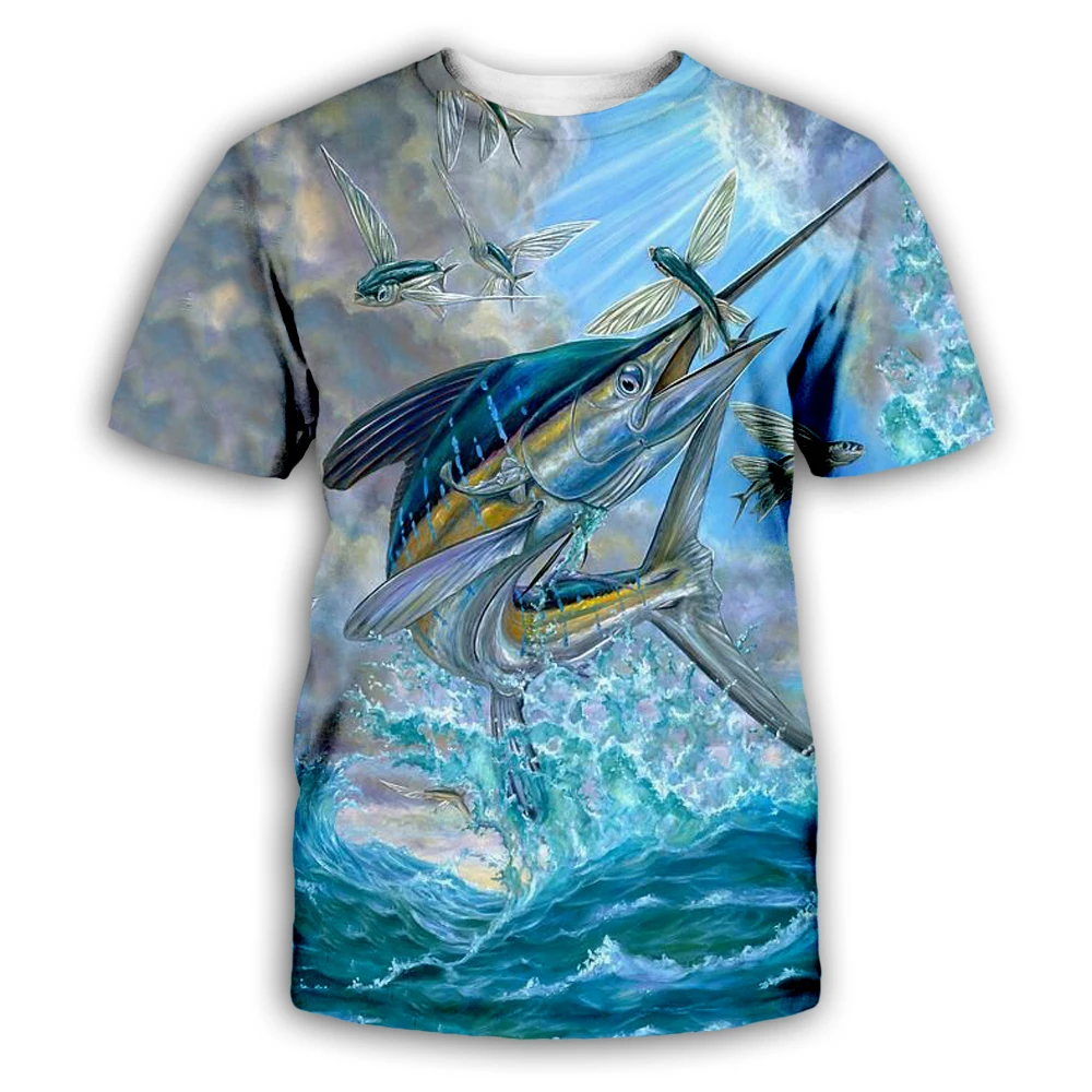 

Newest Deep Sea Fish 3D T Shirt Men Summer Top Tee Hipster Harajuku Casual Mens Top Cool Unisex Ferocious Fish T Shirt FIS0018