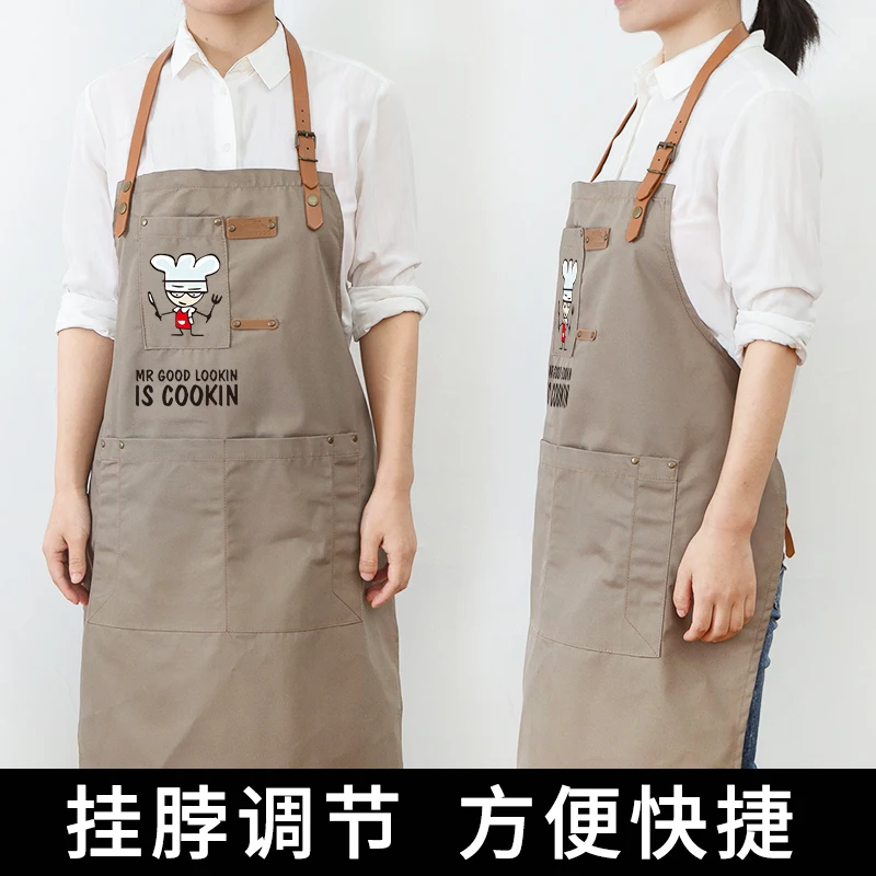 

Pure Color Cooking Kitchen Apron For Woman Men Chef Waiter Cafe Shop BBQ Hairdresser Aprons Funny Logo Print Bib Apron