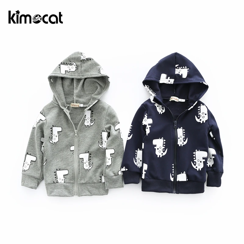 

Kimocat Baby Boy Girl Clothes Long Sleeve Cotton Outerwear&Coats Cartoon Cute Little Dinosaur Prints Hooded Casaco Infantil
