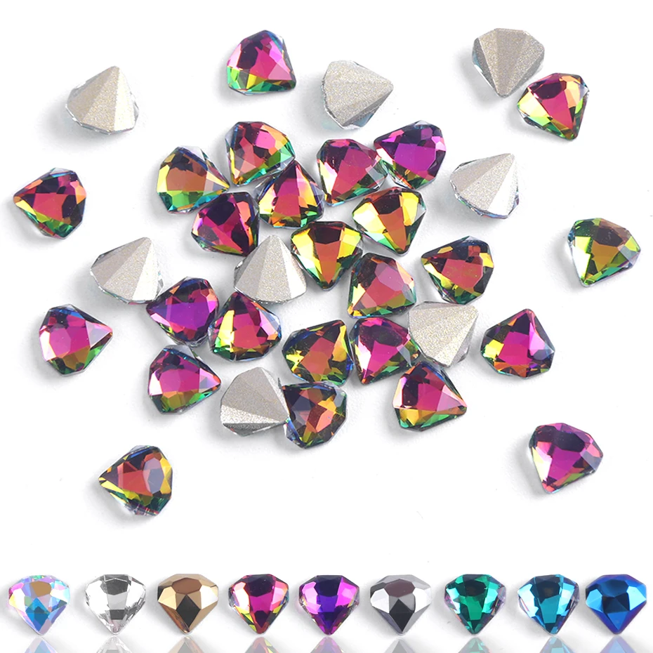 10 шт. Crystal AB Flatback Diamond 6 мм ногтей Стразы 3D для ногтевого дизайна блеск драгоценные