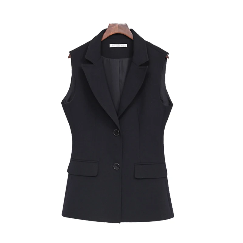 black vest 8XL, Безразмерные Жилеты для женщин, черный, офисный, формальный, женский жилет, короткий, тонкий, без рукавов, пальто, летний, Повседневный, женский жилет - Цвет: black vest