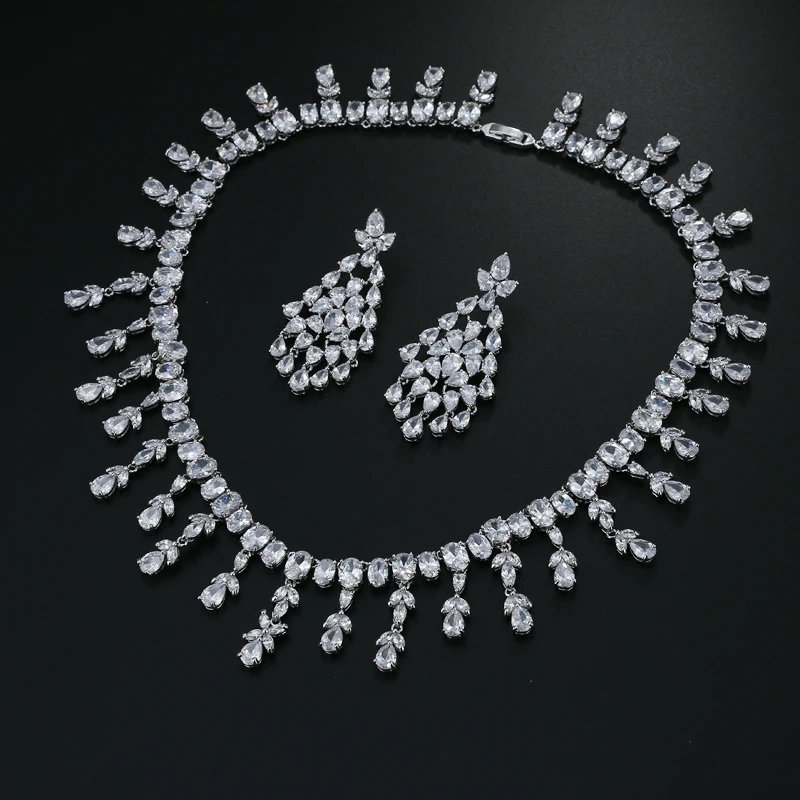 EMMAYA Femme Bijoux AAA CZ Серьги Ожерелье Ювелирные наборы для женщин Свадебная вечеринка