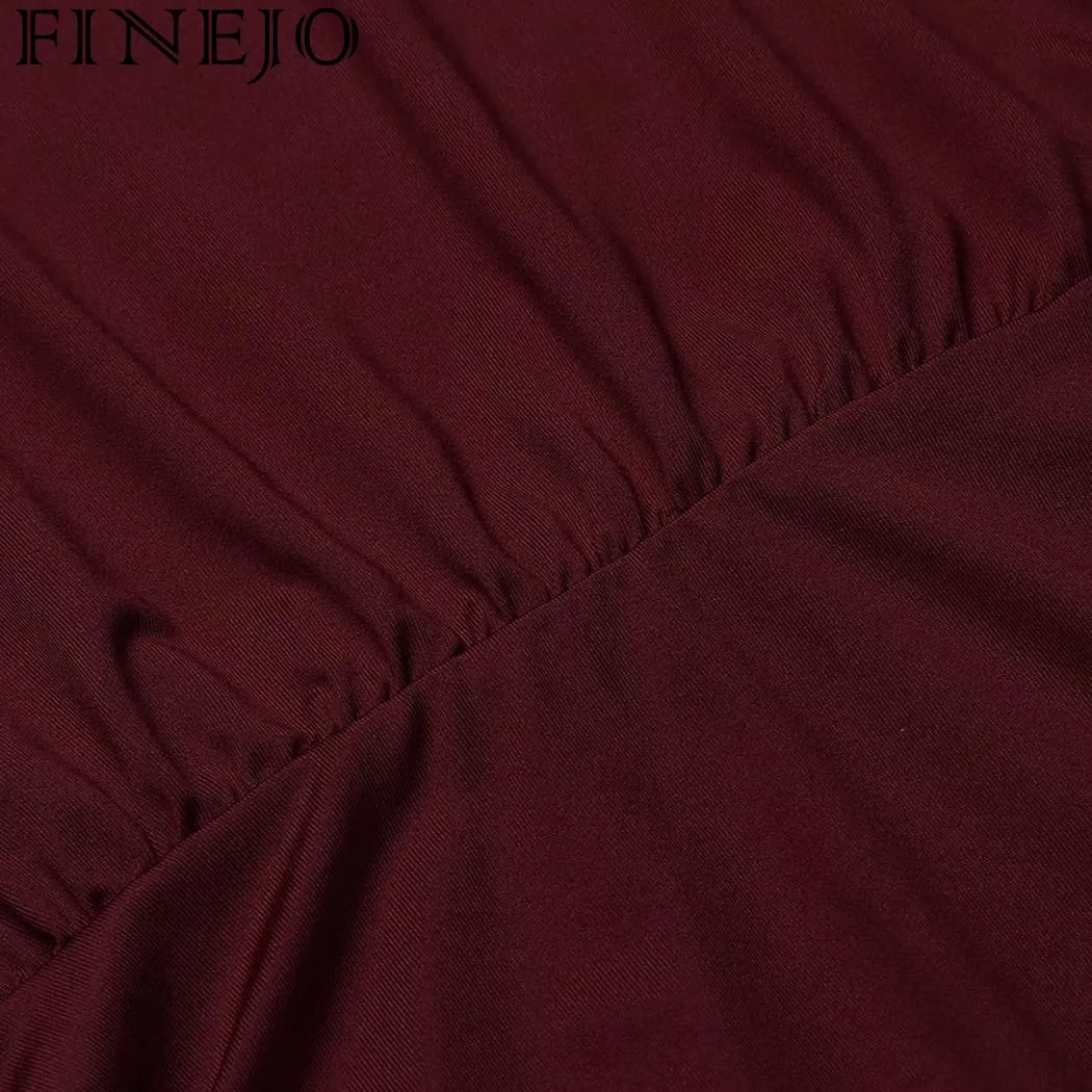 FINEJO женское Повседневное платье-карандаш с круглым вырезом и длинным рукавом