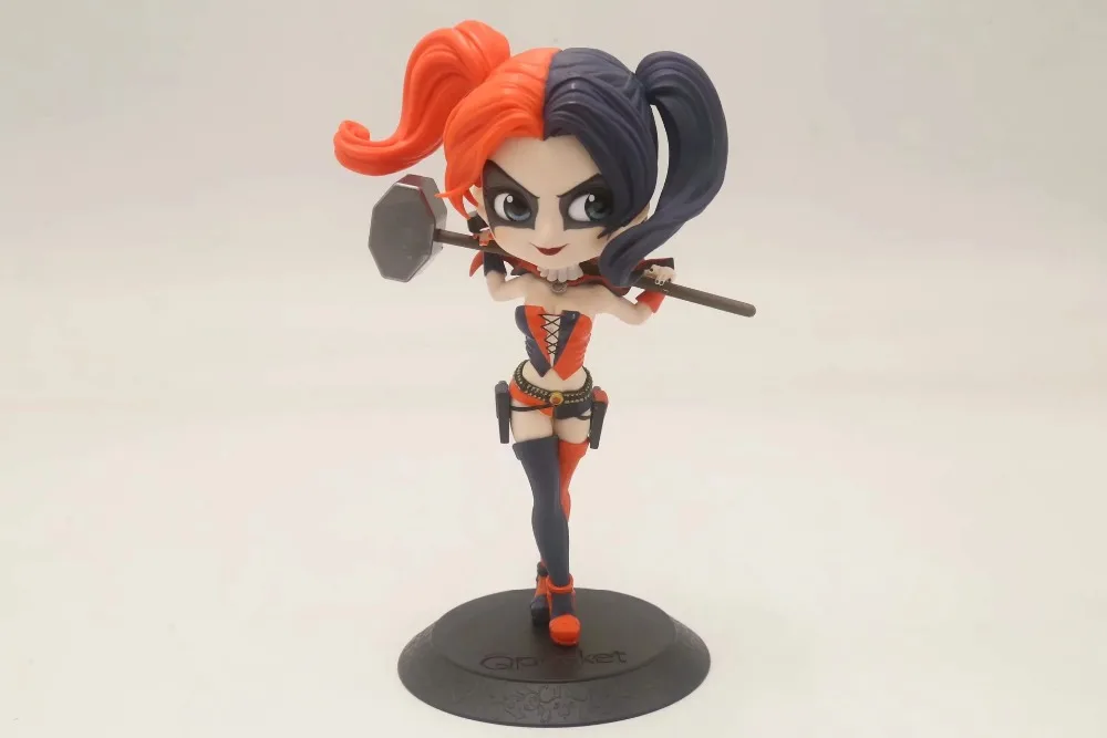 Аниме 14 см Qposket Q версия большие глаза Harley Quinn JockerPVC мультфильм Синий Черный