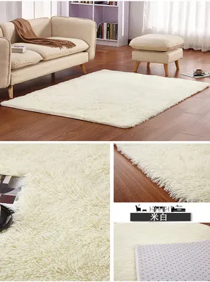 white short fur Soft Fluffy Shaggy Rectangle Carpet Floor Mat Living Room Decorative Blanket Area Rug Solid Color White Beige Pink Coffee Black - Цвет: white short fur