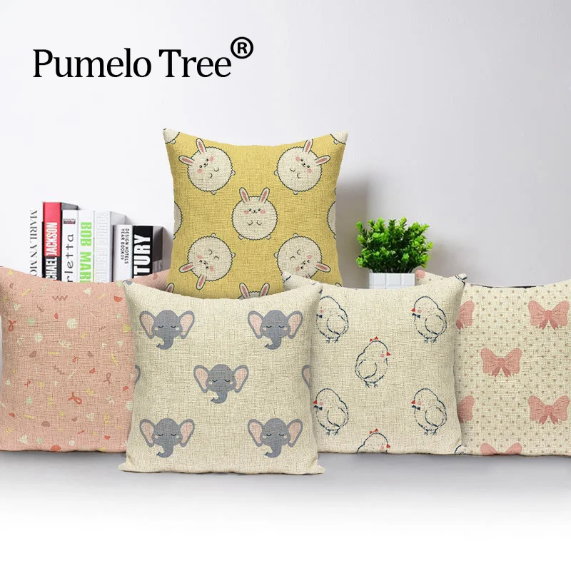 Чехол в рустикальном стиле искусственная наволочка с рисунком животных растений