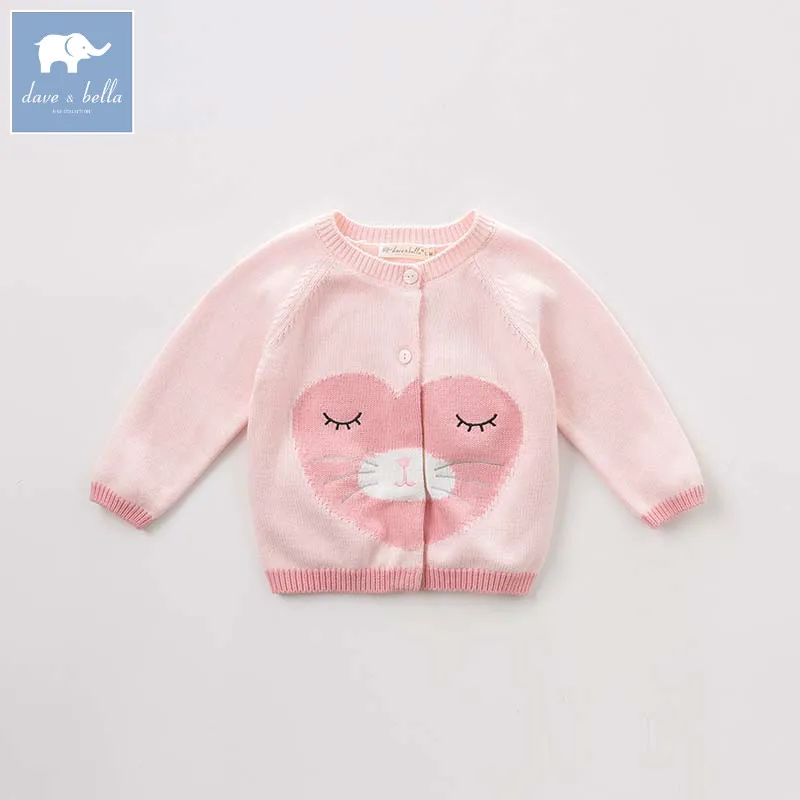 DBA7944 демисезонный кардиган в стиле Дейва Беллы для маленьких девочек 100% хлопок