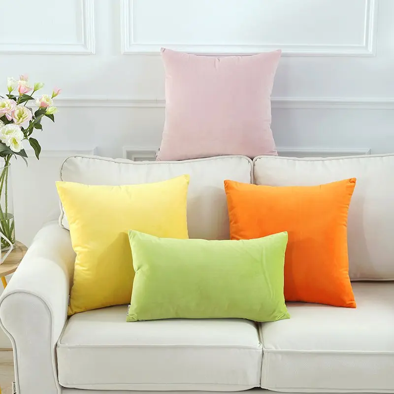 Новый Бархатный Чехол для подушки 45 см 55 наволочка стула яркие однотонные цвета