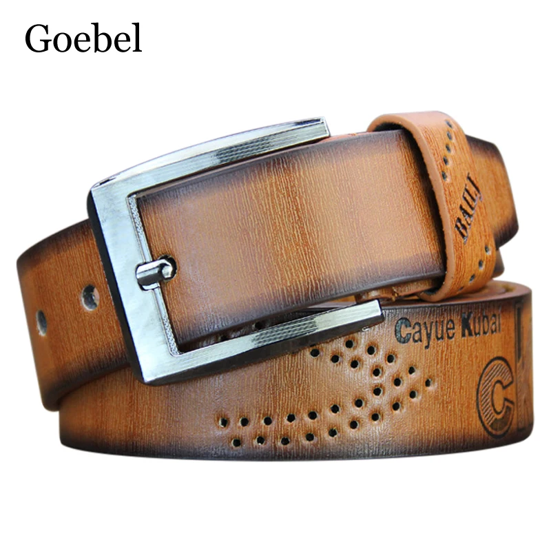 Ремень мужской из экокожи модный пояс с классической пряжкой в стиле ретро для