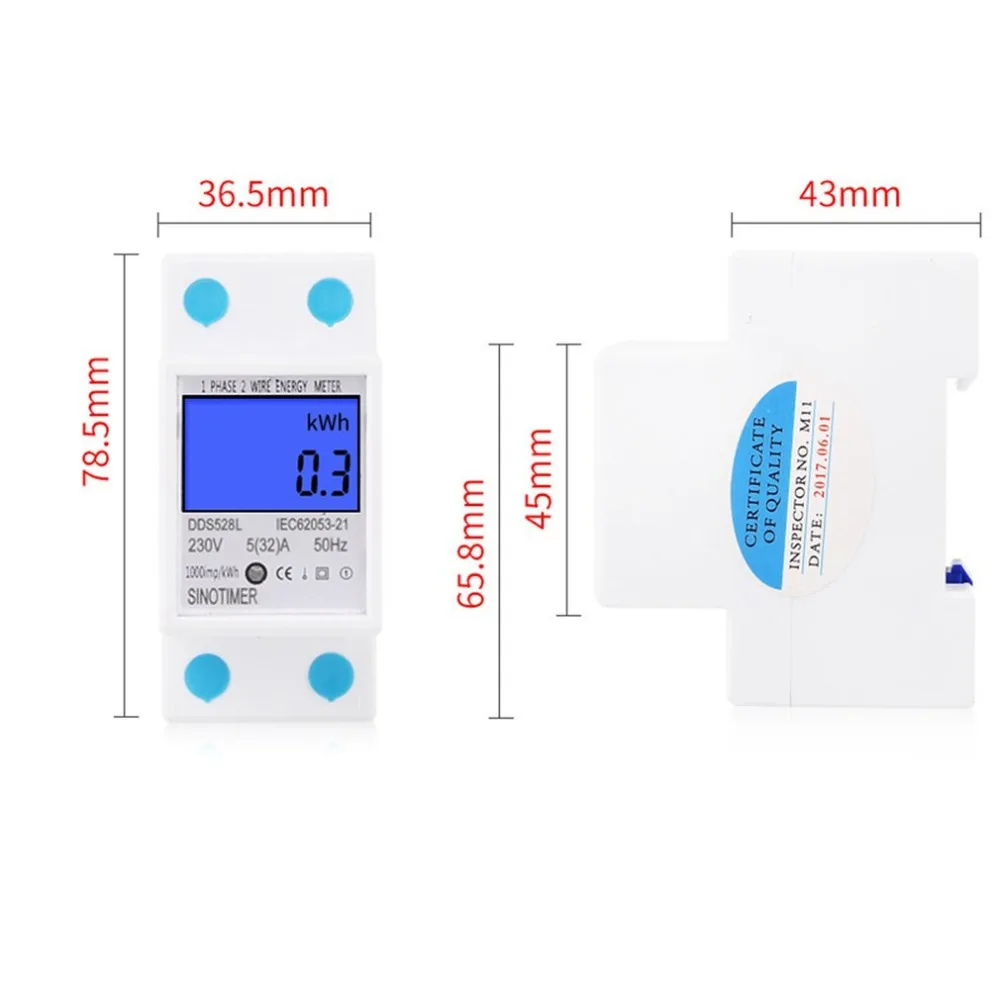 SINOTIMER Single Phase Two Wire Din Rail Digital Wattmeter Power Consumption Watt Energy Meter Electricity Analyzer Monitor | Инструменты
