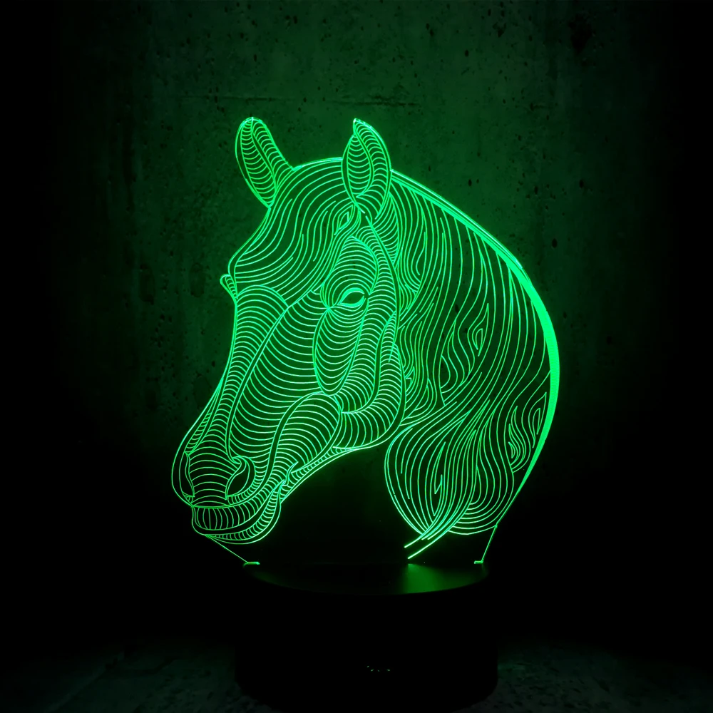 Голова Лошади животных ночные светильники 3D светодиодный USB лампа настольная