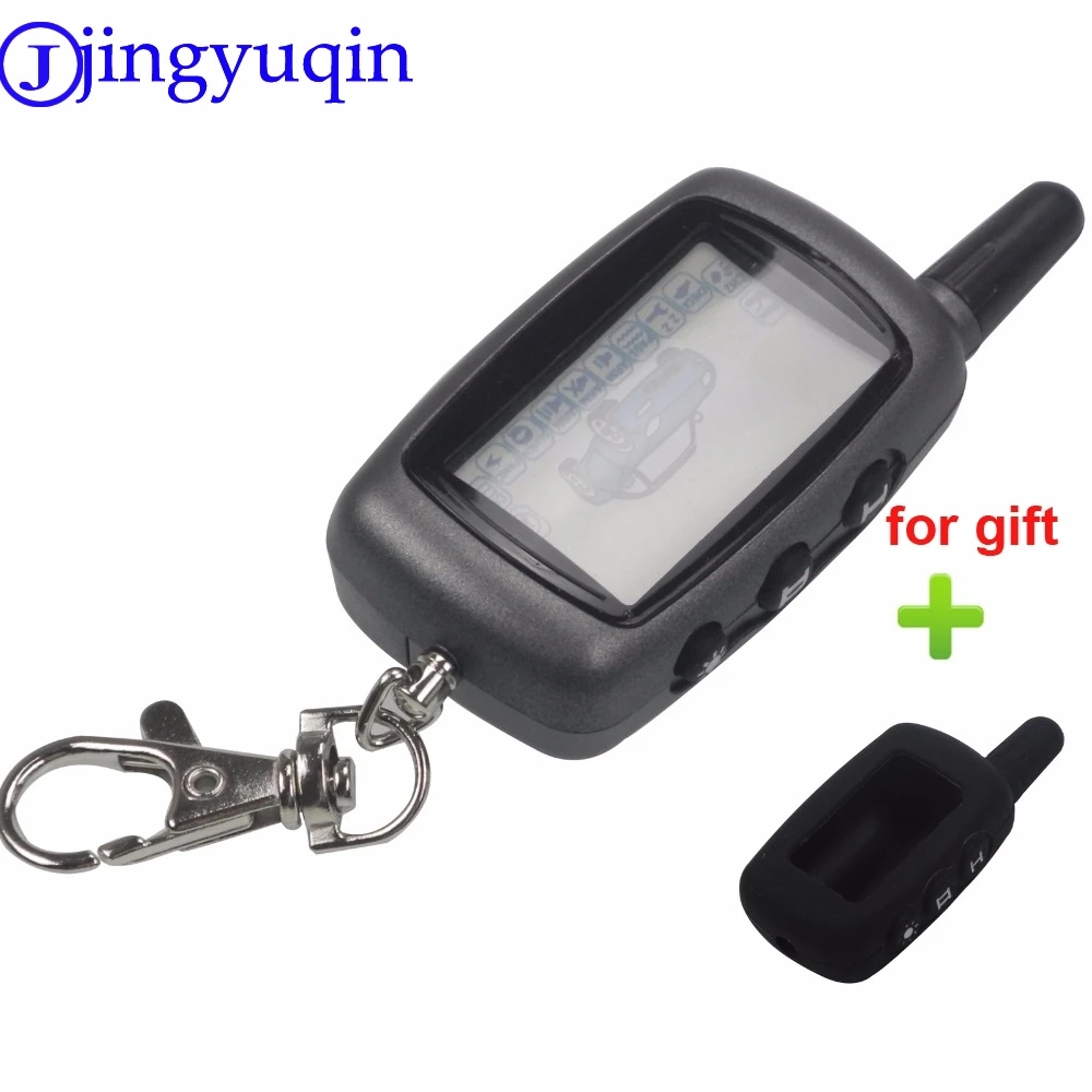 

jingyuqin + Silicone Gift 2-way LCD Remote Control Keychain Key Fob Cover For Russian Version Starline A6 Two Way Car Alarm