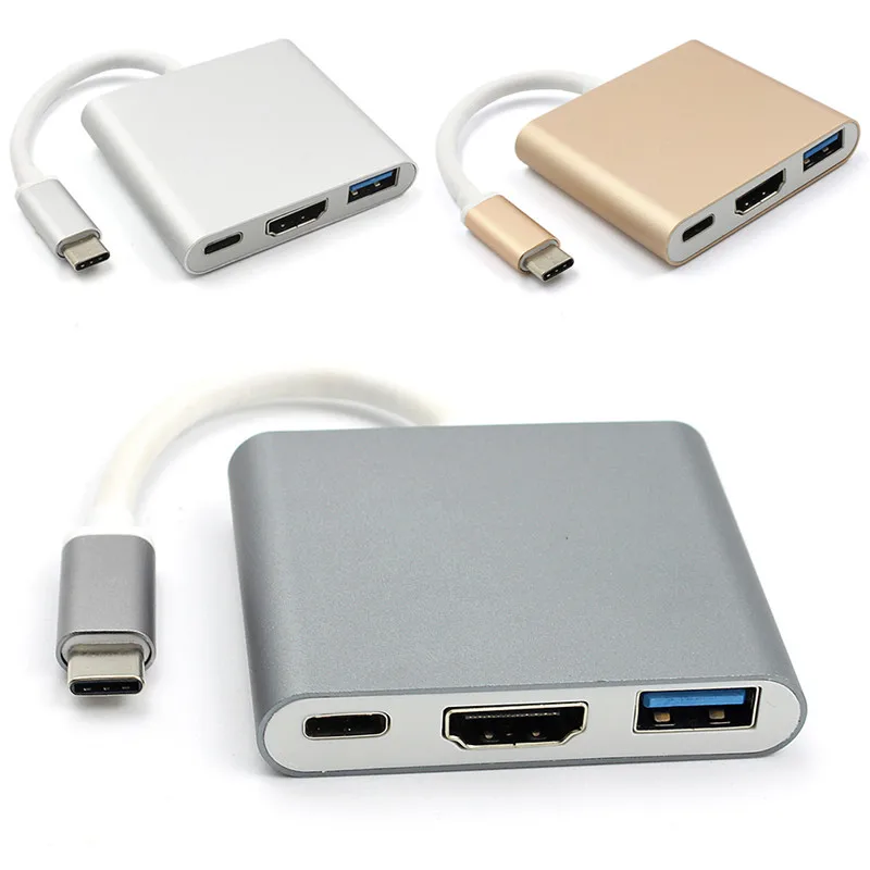 New Type C USB 3.1 to USB-C 4K HDMI USB3.0 Adapter 3 in 1 Hub For Apple Macbook Type-C | Компьютеры и офис