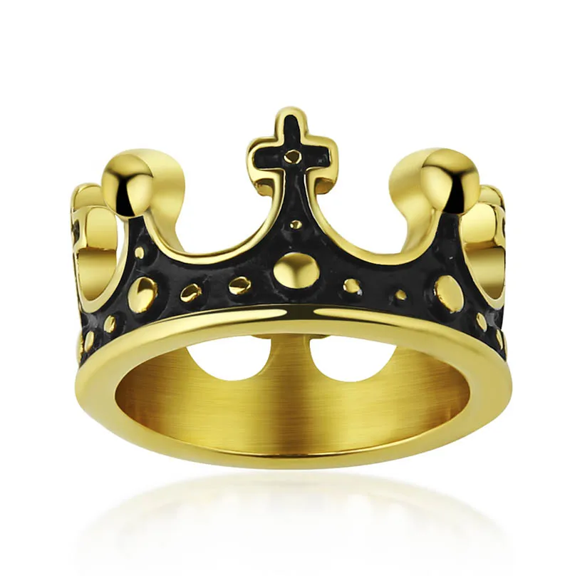Gold Мужское серебряное кольцо с Королевской короной для женщин, Винтажное кольцо из нержавеющей стали, кольца с крестом для мужчин и женщин,, размер США 6-13 - Цвет основного камня: Gold
