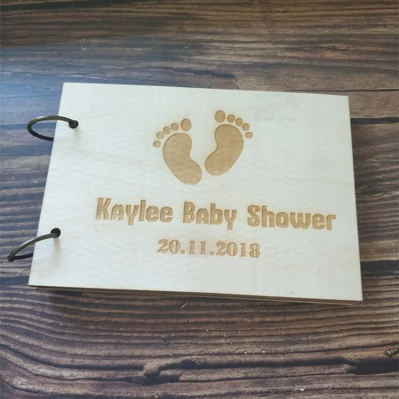 Персонализированные пользовательские Baby Shower деревянный Гостевая книга деревенский Baby Shower гостевые книги деревянные альбом книга памяти подарок