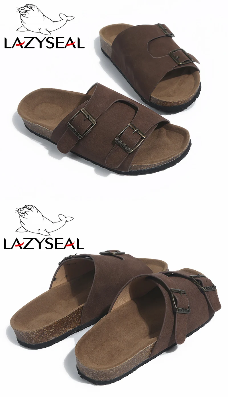 LazySeal/летние пробковые тапочки, женская обувь с пряжкой, шлепанцы, женская обувь, сандалии, вьетнамки, пляжные сандалии на плоской подошве на каблуке, большой размер 44