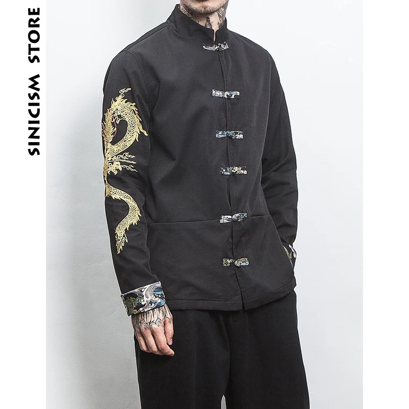 Sinicism Store мужская куртка бомбер с вышивкой дракона 2019 Мужская s Японская уличная