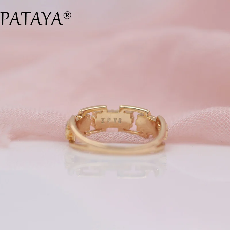 Pataya Новые поступления три ряда круглый белый натуральный циркон Кольца Для