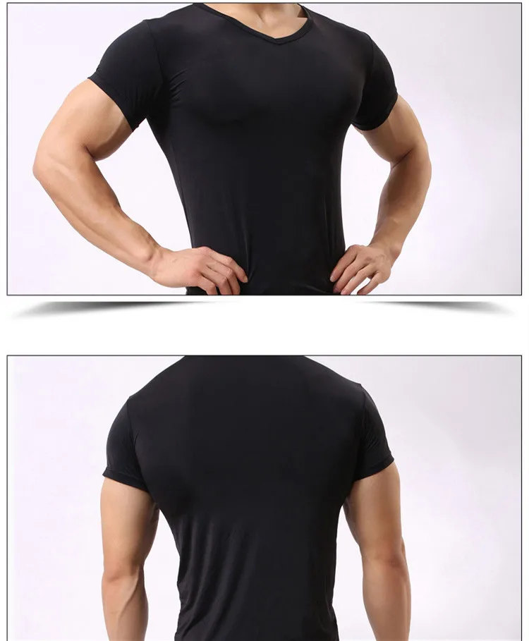 Сексуальные костюмы для мужчин, пижама, одежда для сна, ультра-тонкий облегающий Комплект для сна для мужчин, черный, белый шелк, супер стрейч, сексуальный мужской Пижамный костюм