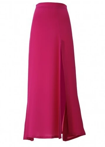 Женская длинная юбка макси с разрезом летняя эластичная розового и синего цвета