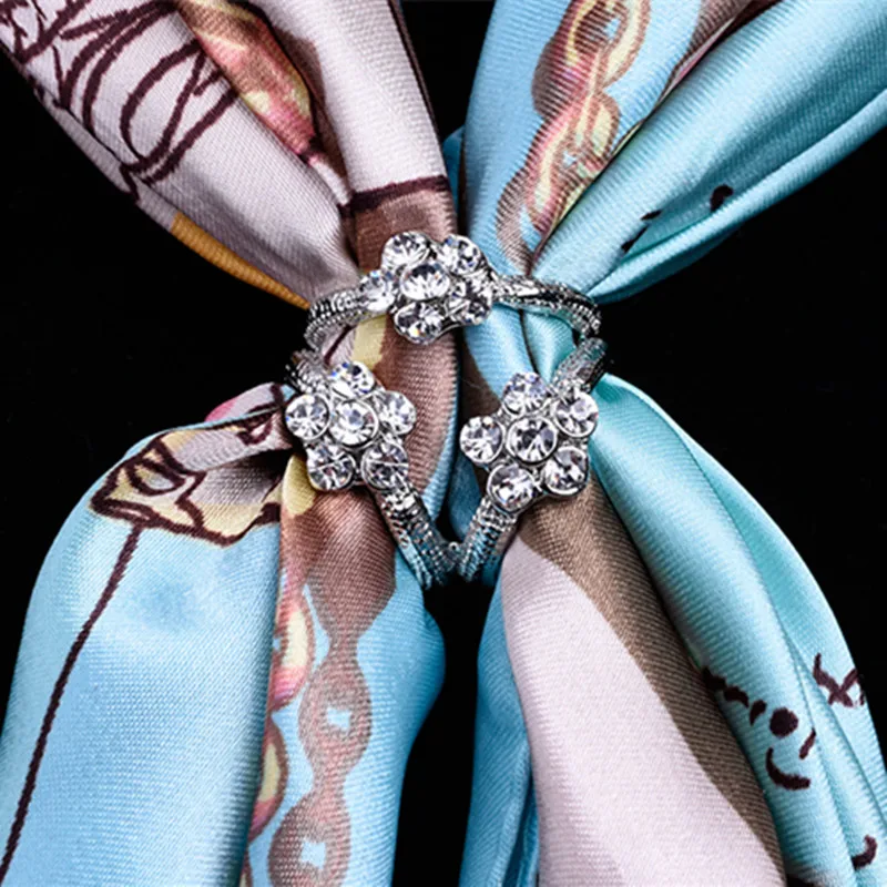 Модные корейские Броши с кристаллами и цветами Пряжка для шарфа Классическая