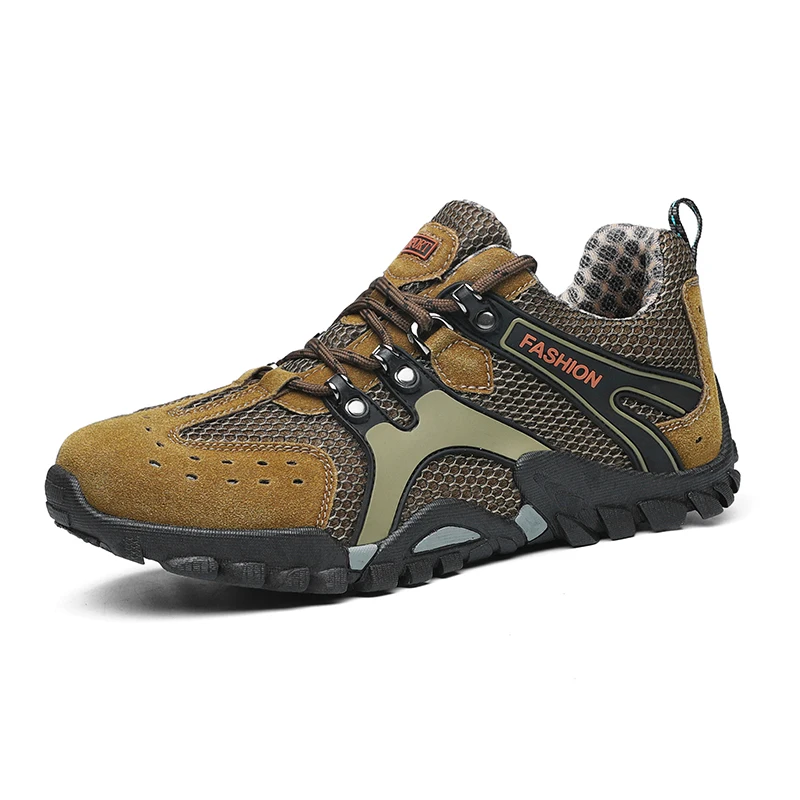 

Summer Outdoor Mesh Breathable Men Hiking Shoes Slip-on Sneakers Mountain Climbing Shoes Men Sport Shoes Quick-dry Shoes 38-46