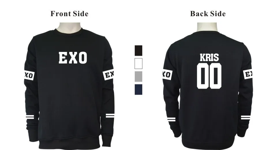 Новинка, женская кофта с капюшоном Толстовка Suho Sehun Luhan, черная Осенняя Женская Толстовка без шапочки в Корейском стиле