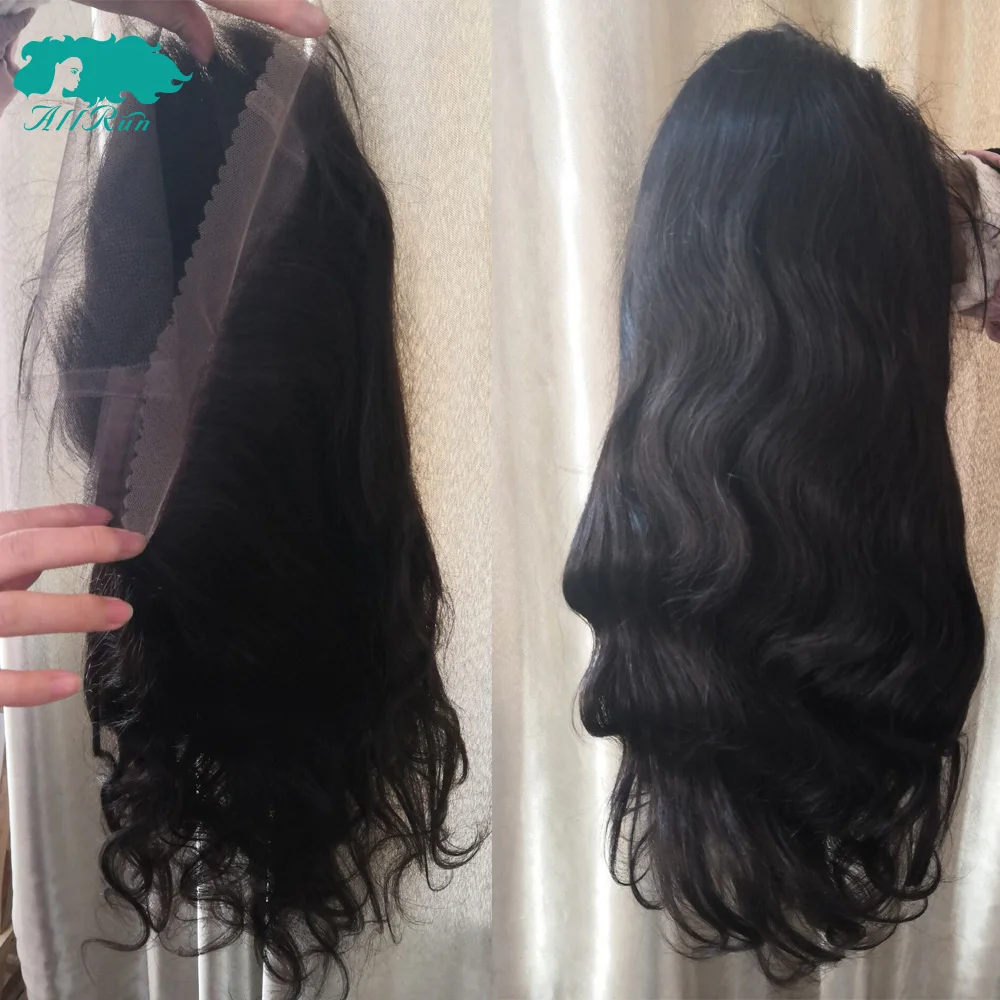 Allrun Body Wave Lace Frotnal Wig One Pack Front Human Hair Wigs 8&quot-20&quot Malaysian Weave 360 Frontal Non Remy | Шиньоны и парики
