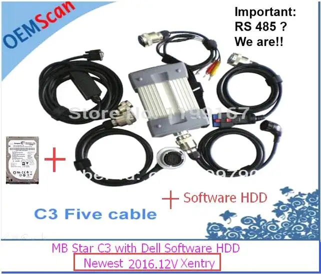 Новейший OEMScan mb star c3 высококачественный Диагностический мультиплексор MB Star C3 с программным обеспечением DeII/USB HDD,03 в - Цвет: C3 with dell hdd