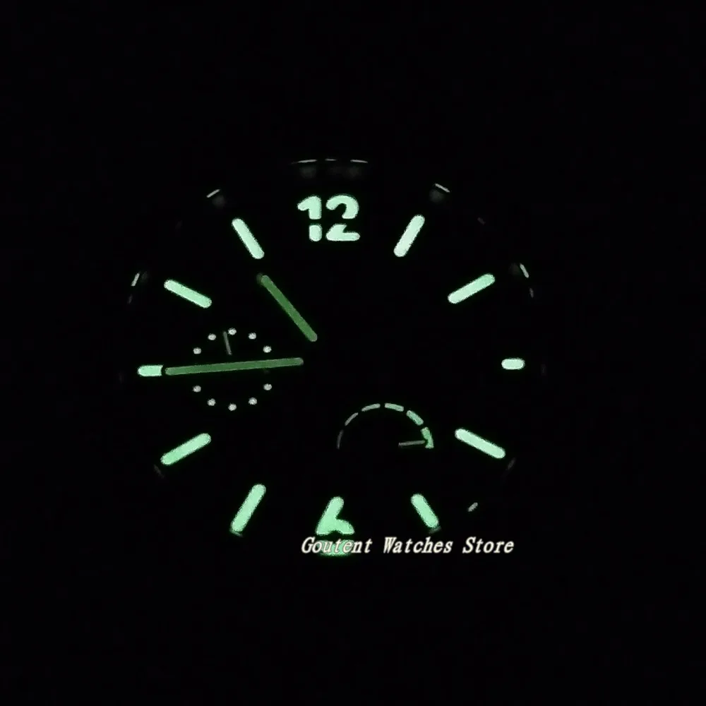 Мужские часы Parnis со светящимся стальным корпусом и черным циферблатом 44 мм |