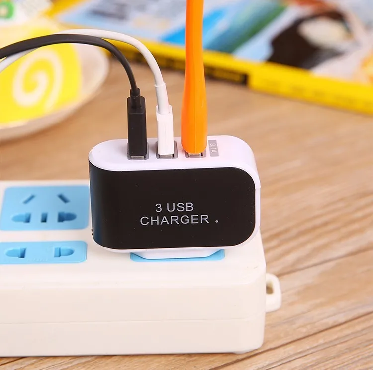 Luminous 3 Ports Europe EU US USA USB Charger 5V/3.1A Travel Wall Plug Power Adapter Outlet Socket For IPhone Samsung Huawei | Мобильные