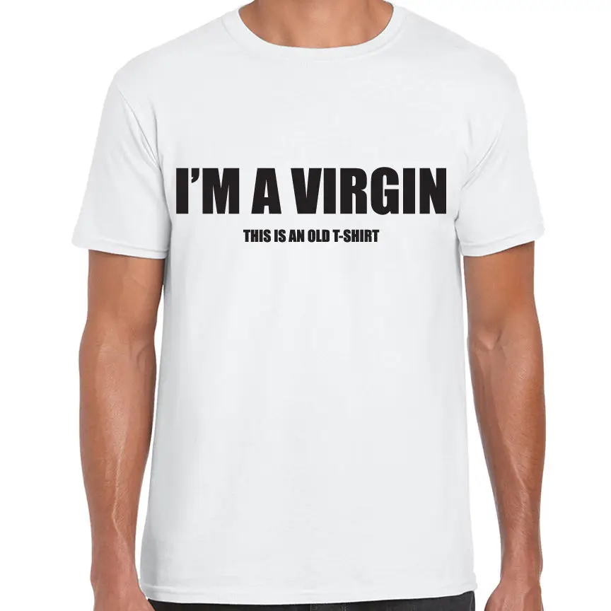 I'M a virgin старая футболка с забавным принтом Мужская надписью для взрослых юмор