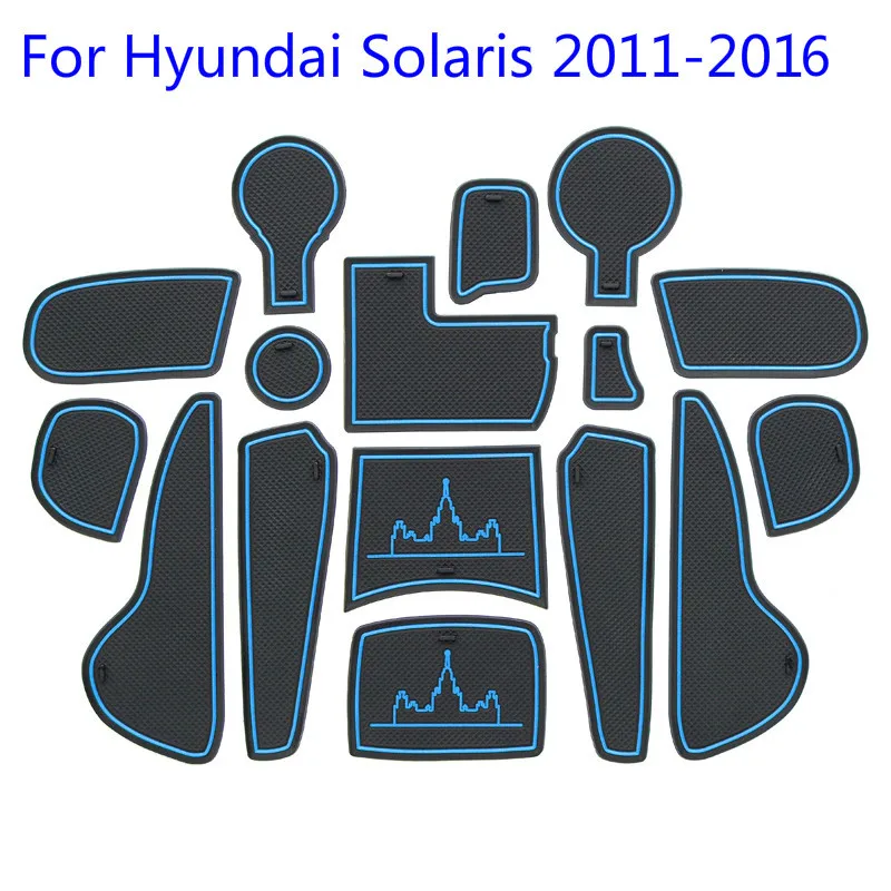 НОВОЕ качество 16 шт. / Компл. Коврик Двери Groove Для Hyundai Solaris Gate Cup слот колодки