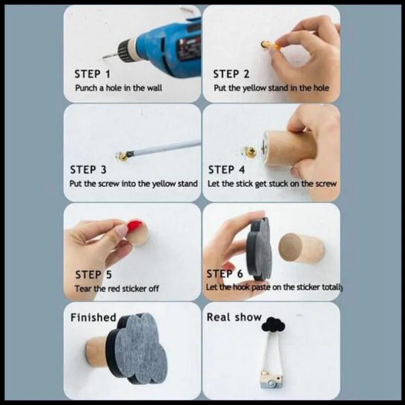 Деревянный крючок для мороженого/кролика/летучей мыши/бороды/облаков детской