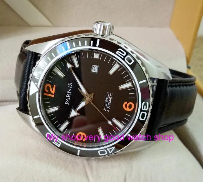 Мужские часы с сапфировым стеклом PARNIS японские автоподзаводом и механическим