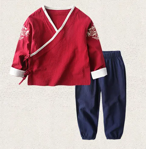 Hanfu детский Весенний костюм с вышивкой комплект из 2 предметов традиционный