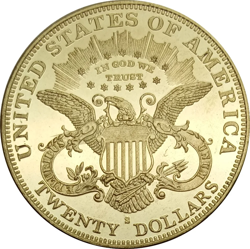 20 долларов США голова свободы двойной Орел с девизом TWENTY dollar 1876 1876 CC 1876 S латунные металлические копии монет
