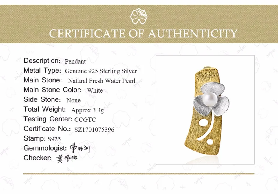 Lotus Fun, настоящее 925 пробы, серебро, натуральный жемчуг, 18 К, золото, хорошее ювелирное изделие, свежий цветок клевера, подвеска без ожерелья для женщин