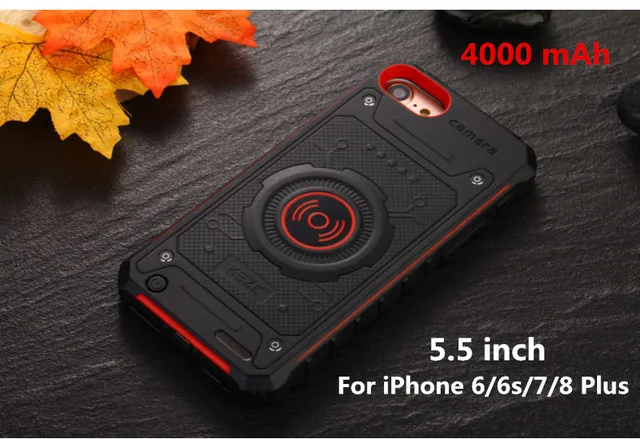 Беспроводной зарядный внешний аккумулятор для iPhone 6, 6s, 7, 8 Plus, беспроводное зарядное устройство для телефона, чехол для аккумулятора для iPhone 6, 7, 8, зарядный чехол для телефона - Цвет: red for iphone 7p