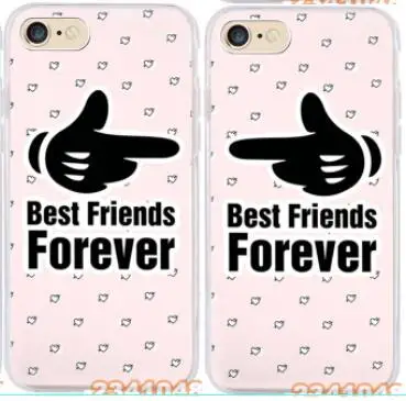 2 шт./лот лучшие друзья любовь пара BFF Мягкий силиконовый прозрачный чехол для iphone 11 pro max 5S se 6 6s 7 8 plus X XR XS MAX - Цвет: 2PCS